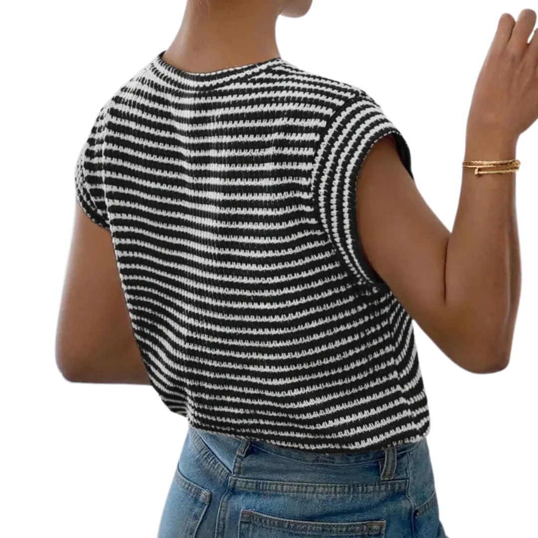 Striped Casual Crew Neck Tee