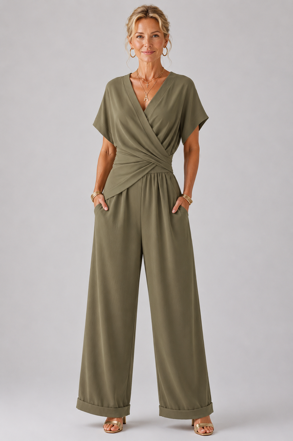 Elise Wrap Wide-Leg Pant Set