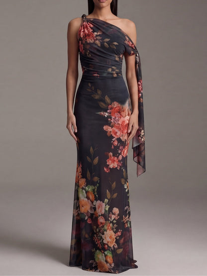 Seraphina One-Shoulder Floral Maxi Dress