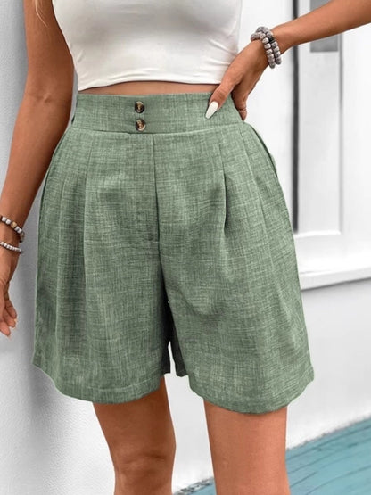 High-Waisted Pleated Shorts