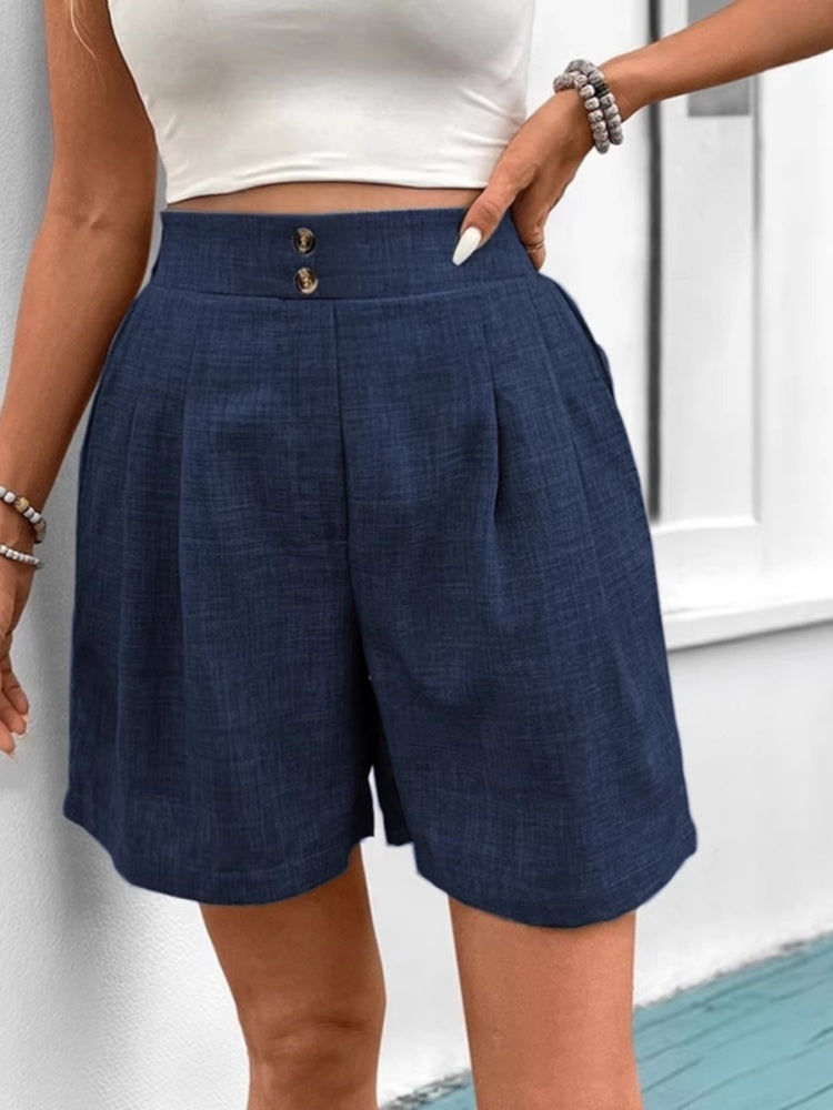High-Waisted Pleated Shorts