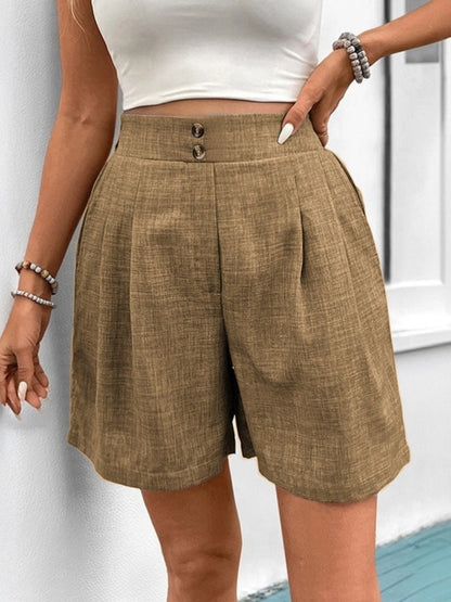 High-Waisted Pleated Shorts