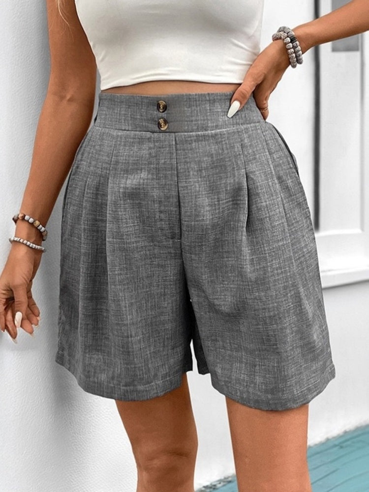 High-Waisted Pleated Shorts