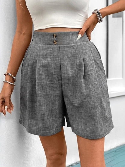 High-Waisted Pleated Shorts