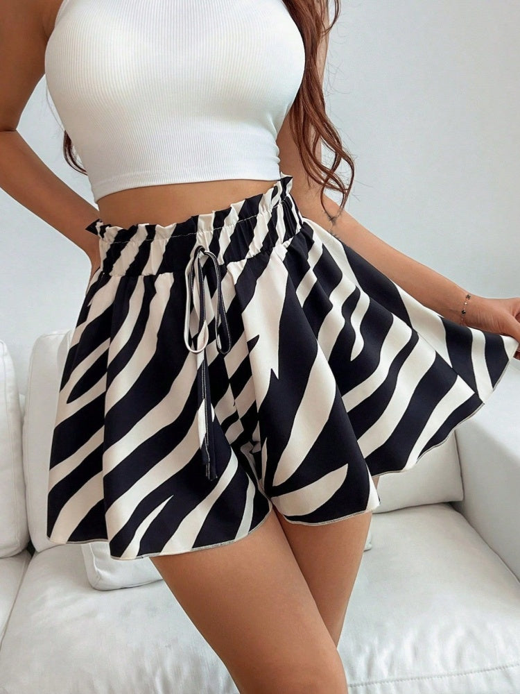 Zebra Print High-Waisted Skort