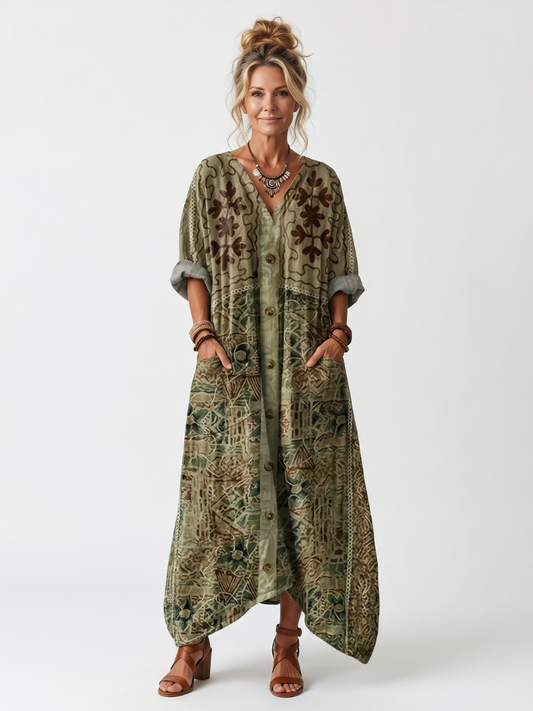 Olivia Vintage Print Shirt Dress