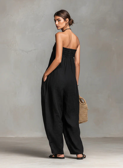 Strapless Linen-Blend Jumpsuit