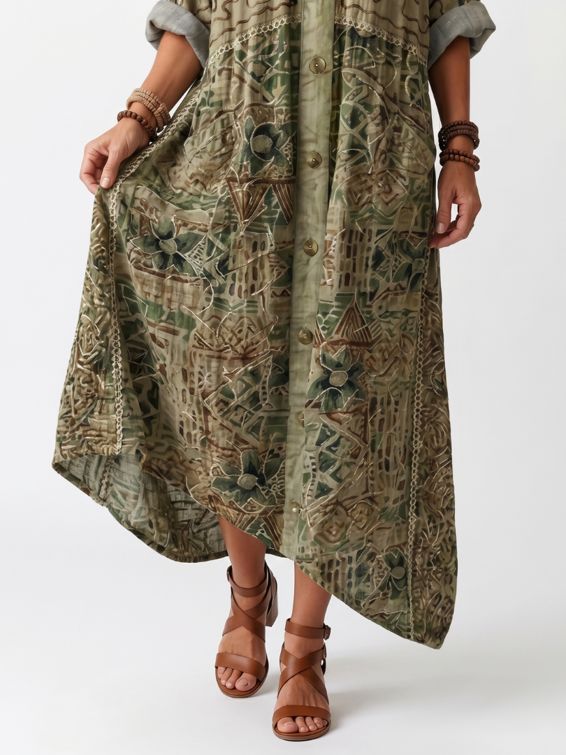 Olivia Vintage Print Shirt Dress