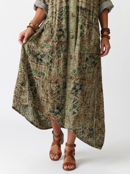 Olivia Vintage Print Shirt Dress