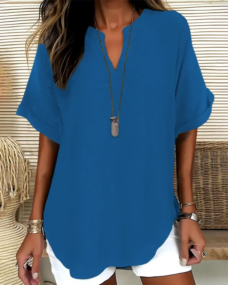 Nora Relaxed V-Neck Blouse