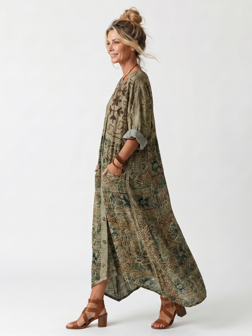 Olivia Vintage Print Shirt Dress