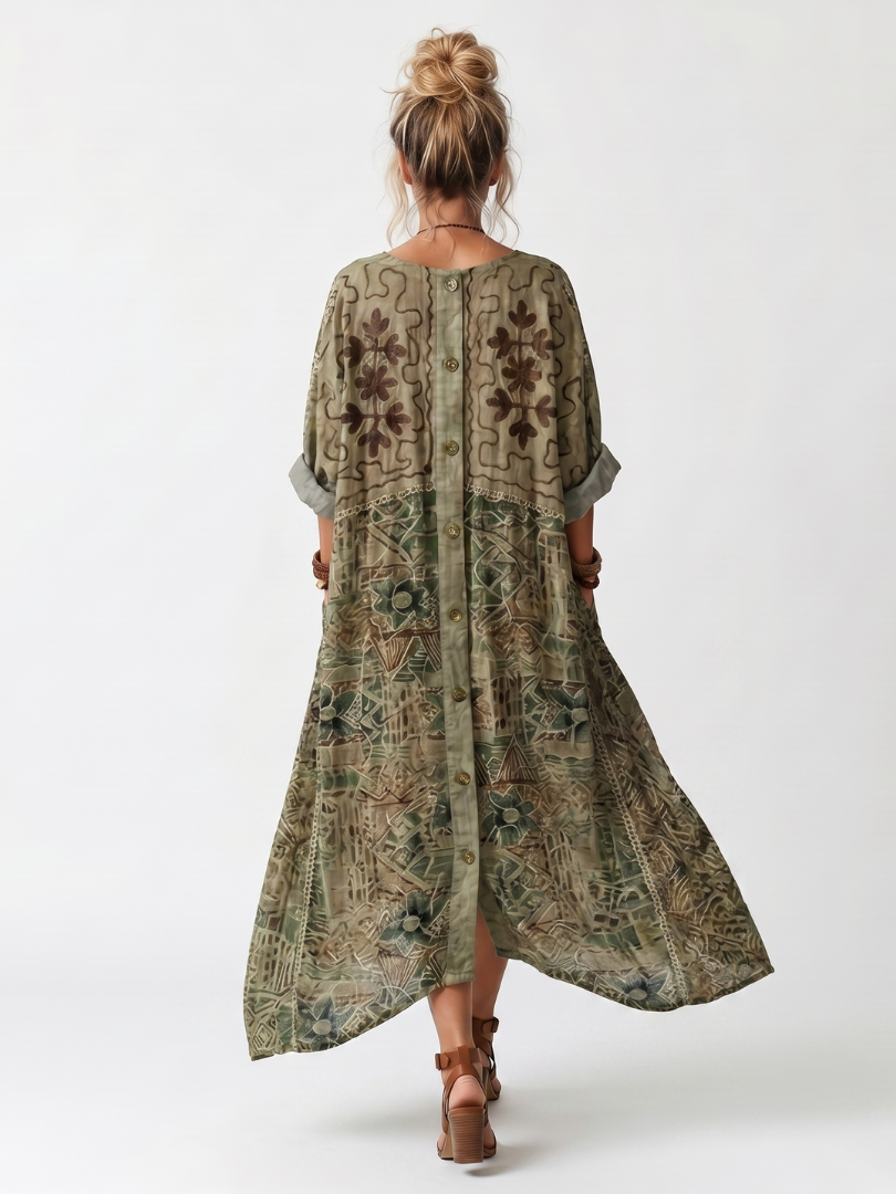 Olivia Vintage Print Shirt Dress