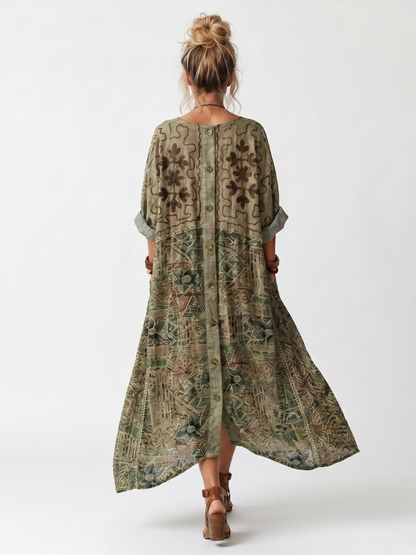 Olivia Vintage Print Shirt Dress