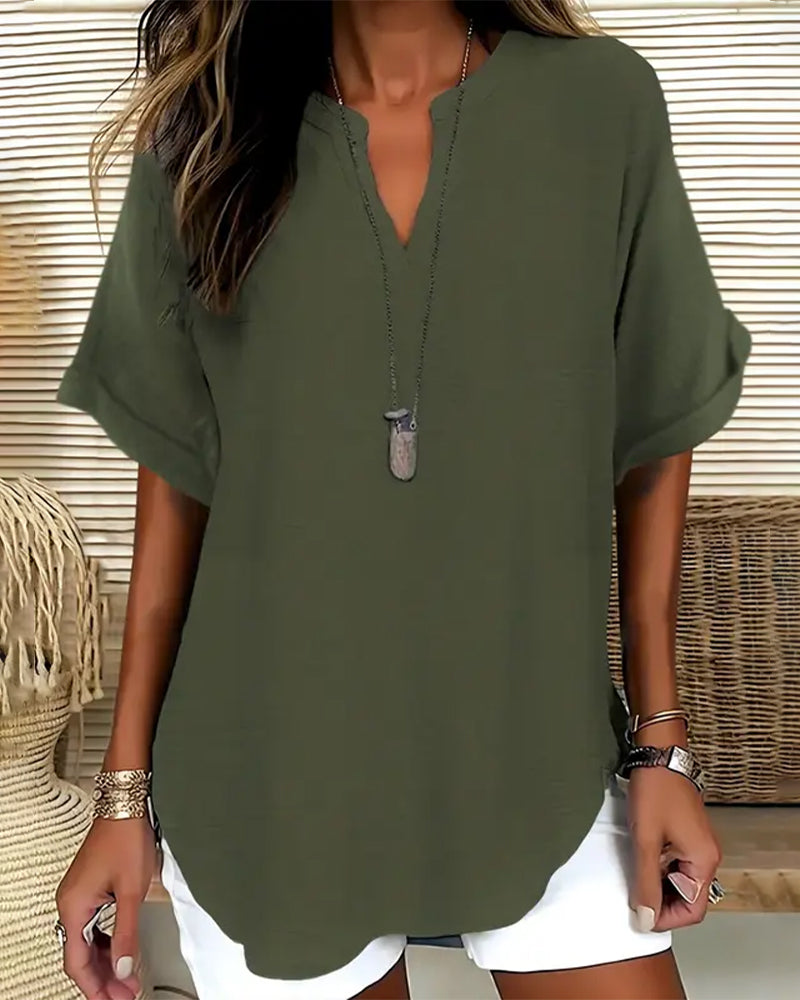 Nora Relaxed V-Neck Blouse