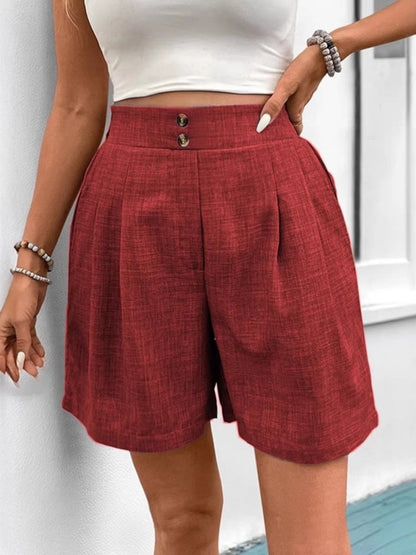 High-Waisted Pleated Shorts