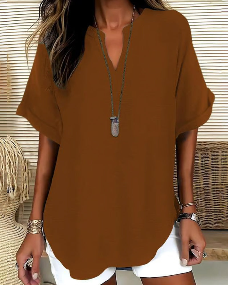 Nora Relaxed V-Neck Blouse