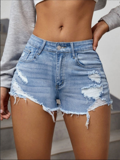 Raw Hem Ripped Jean Shorts