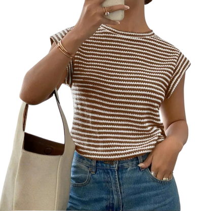 Striped Casual Crew Neck Tee