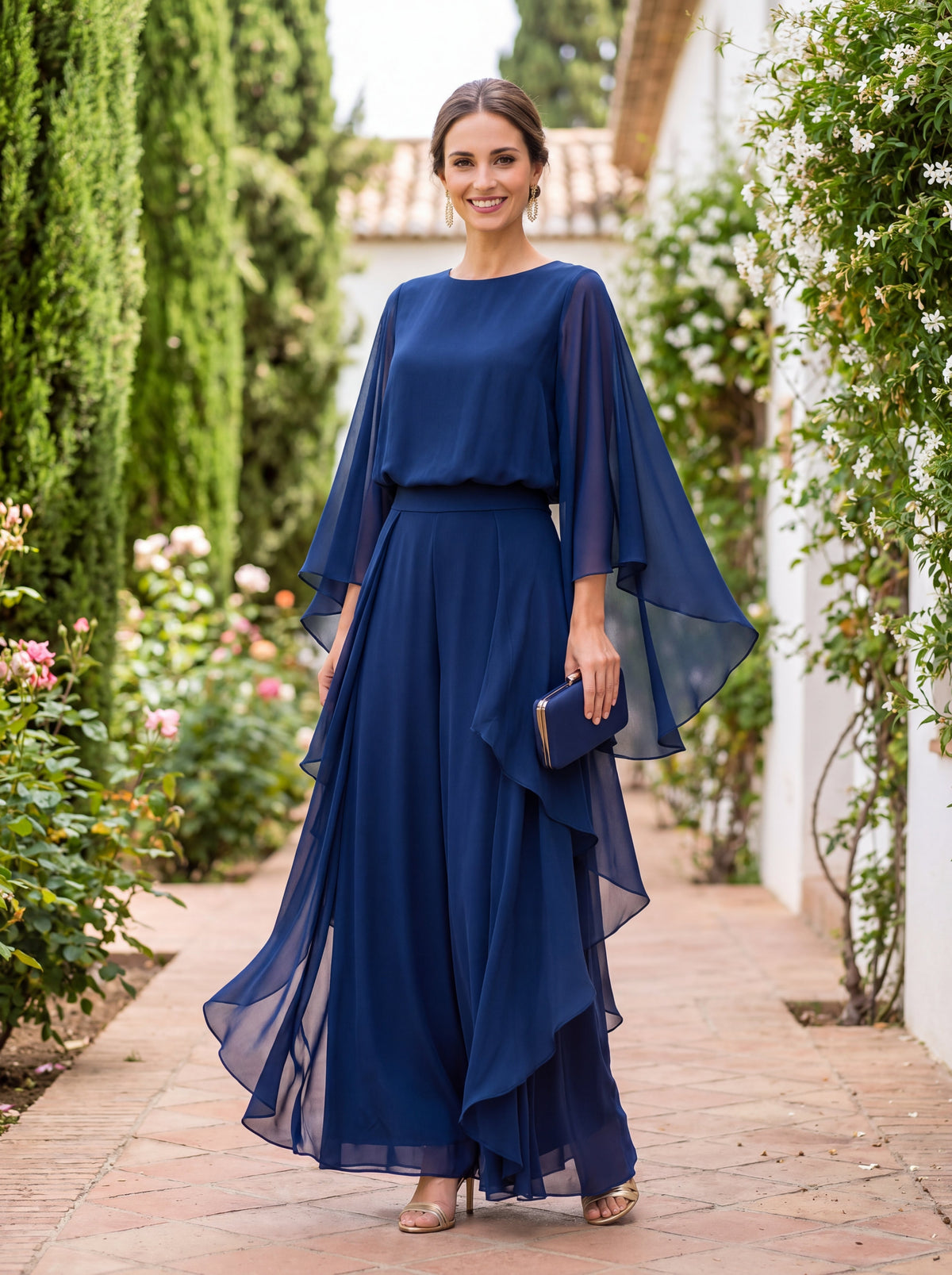 Serena Ruffle Chiffon Pant Set