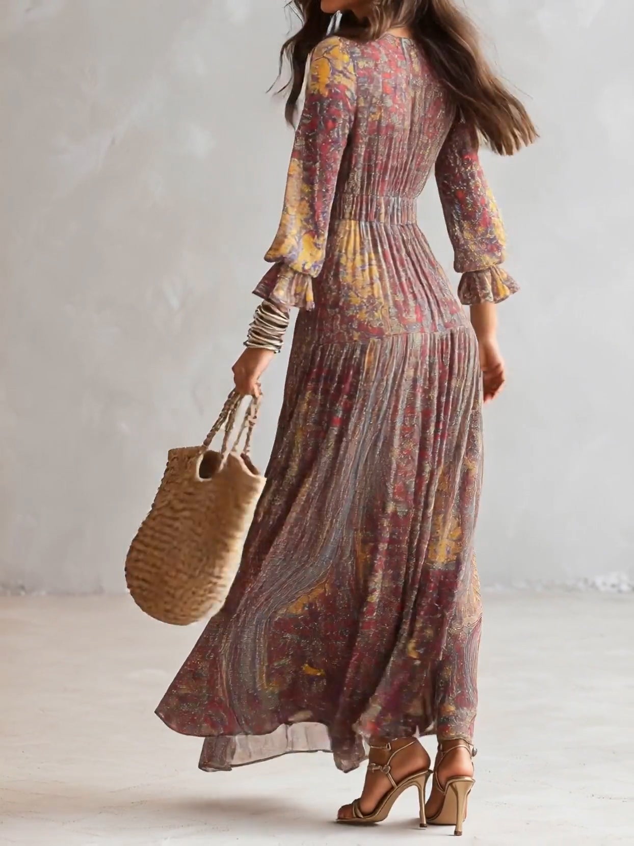 Aurelia Paisley Ruffle Maxi Dress