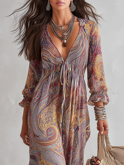 Aurelia Paisley Ruffle Maxi Dress
