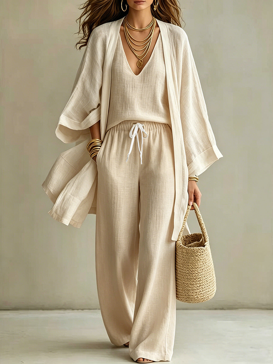 Camille Linen-Look Three-Piece Set