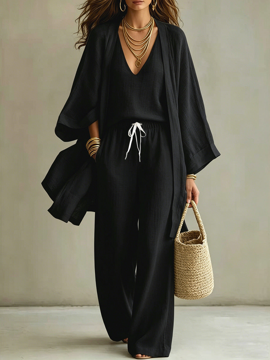 Camille Linen-Look Three-Piece Set
