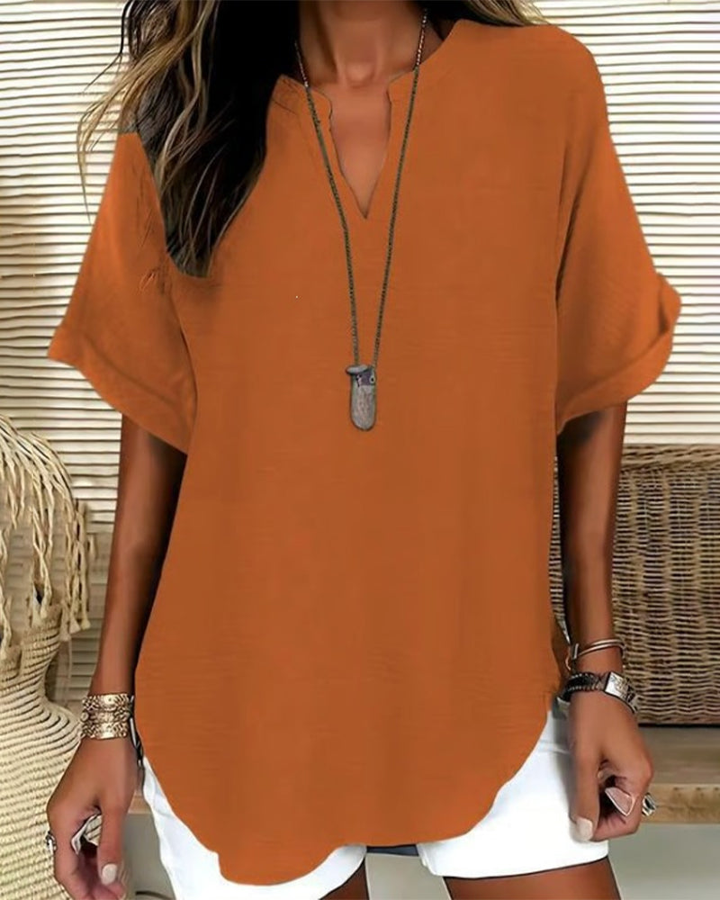 Nora Relaxed V-Neck Blouse