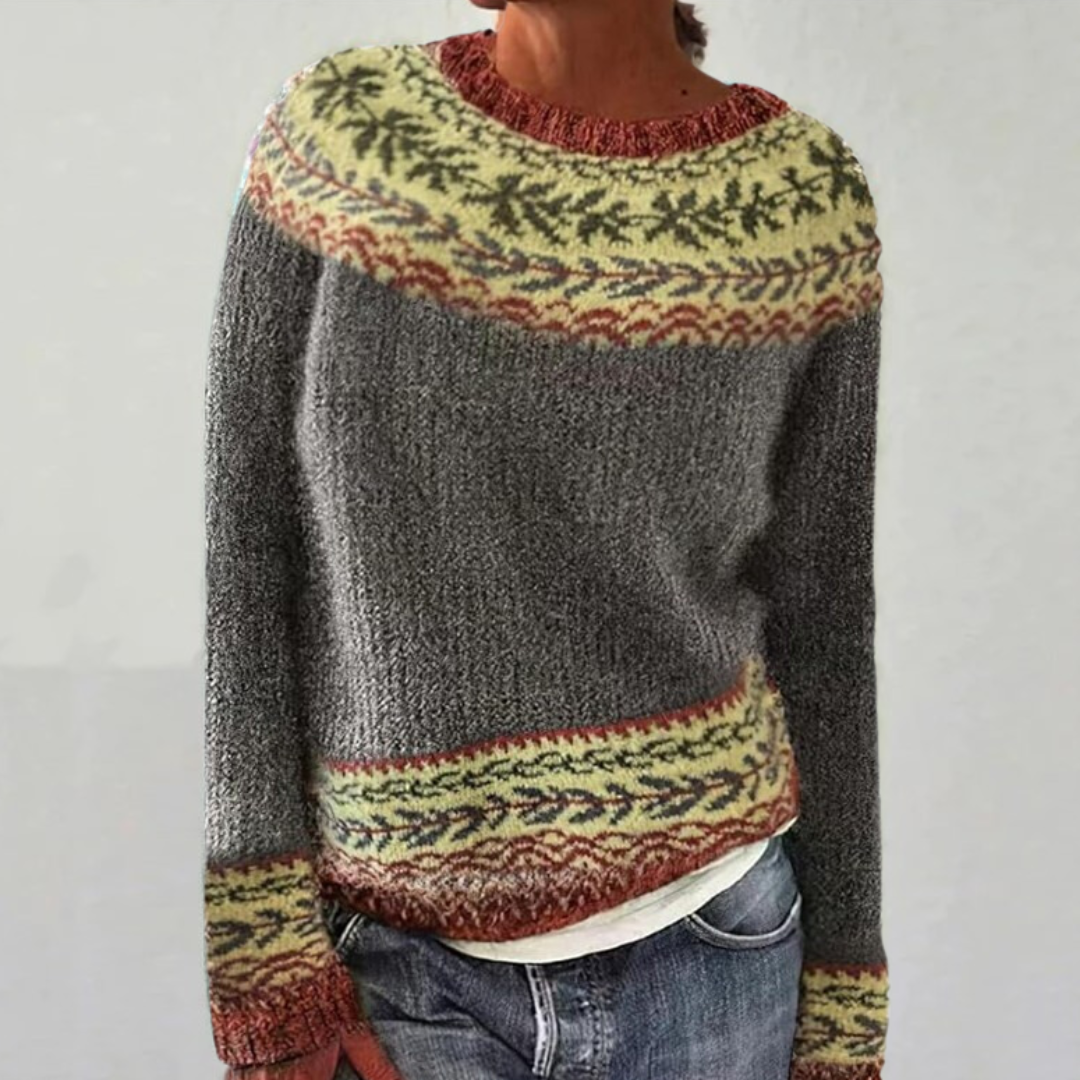 Maren Botanical Yoke Knit Sweater