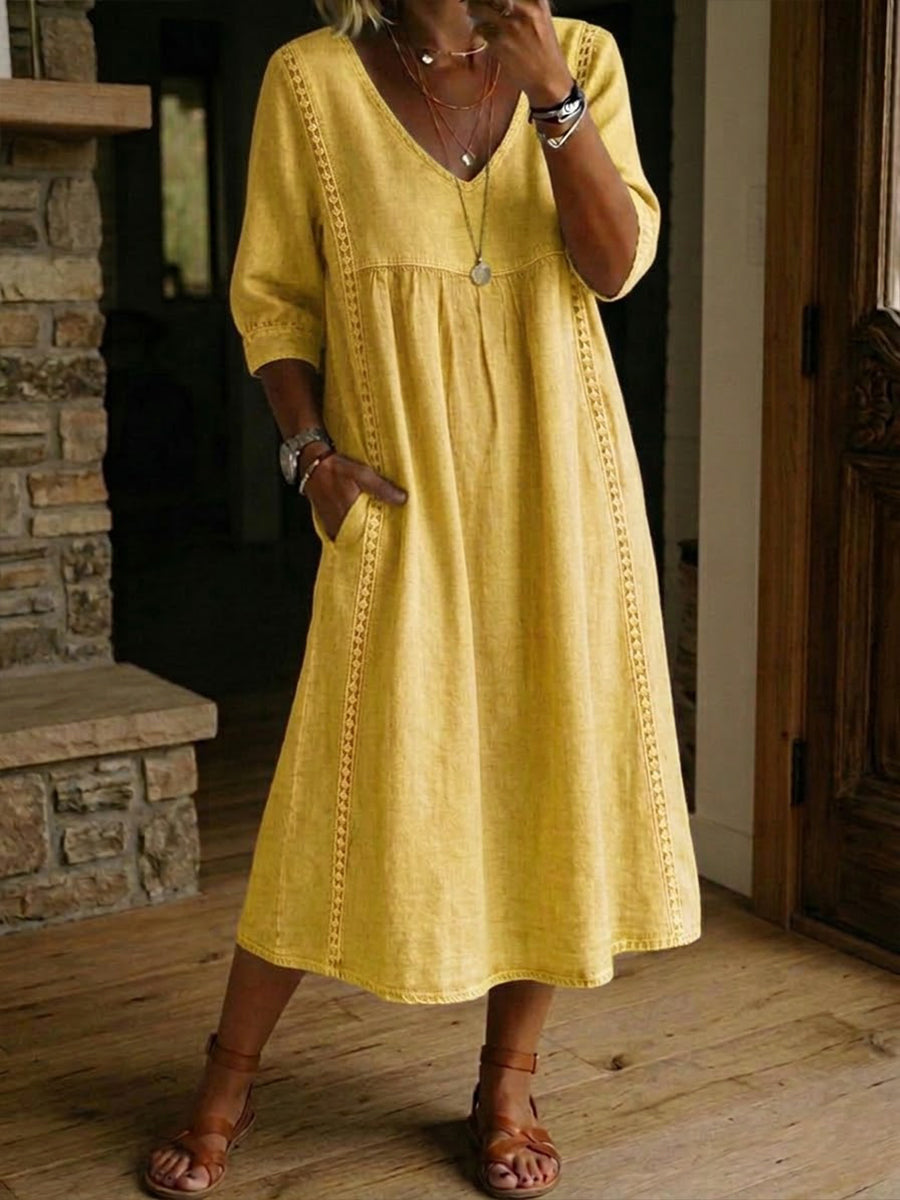 Elena V-Neck Midi Dress