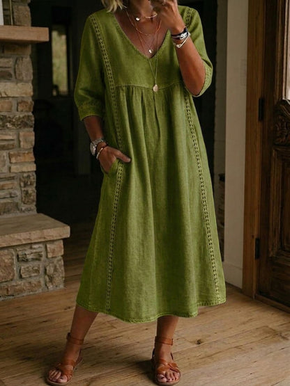 Elena V-Neck Midi Dress