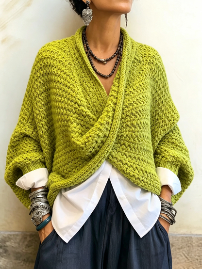 Elara Cross-Front Knit Sweater