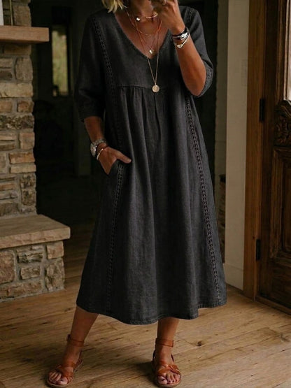 Elena V-Neck Midi Dress