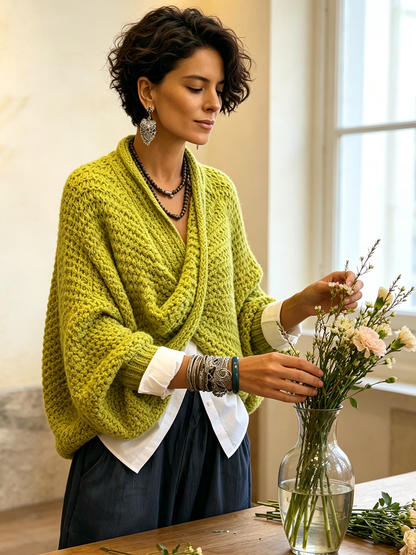 Elara Cross-Front Knit Sweater