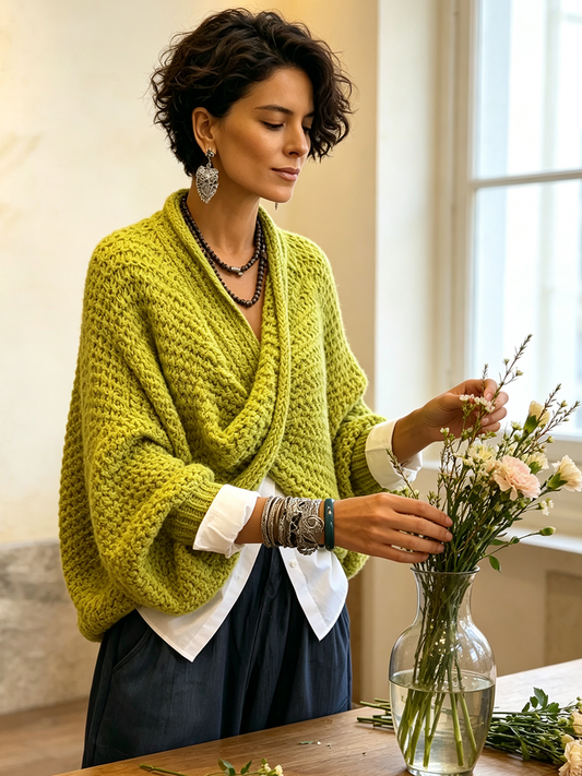 Elara Cross-Front Knit Sweater