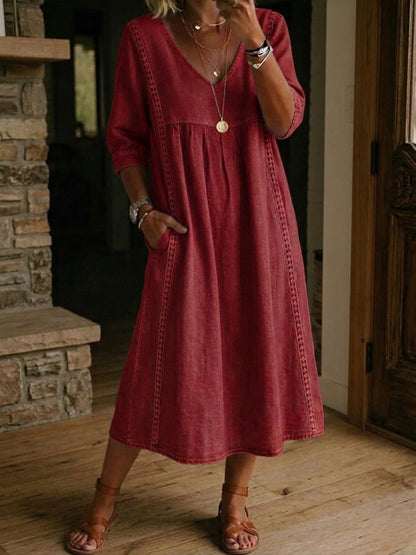 Elena V-Neck Midi Dress