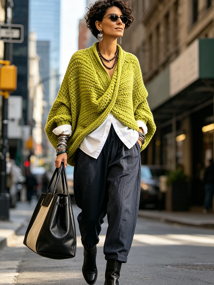 Elara Cross-Front Knit Sweater