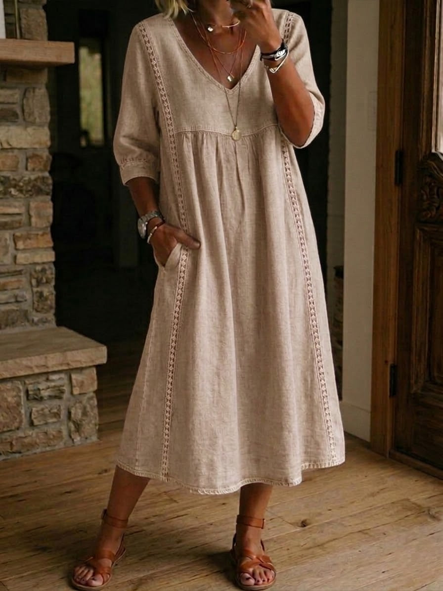 Elena V-Neck Midi Dress