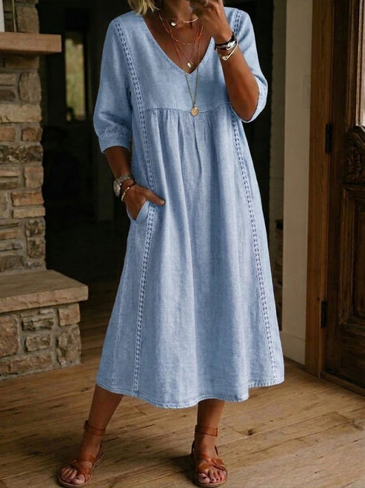 Elena V-Neck Midi Dress