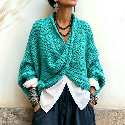 Elara Cross-Front Knit Sweater